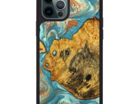 iPhone 12 Pro Max Wood+Resin Phone Case - Cody (Teal & Gold, 636698) Online