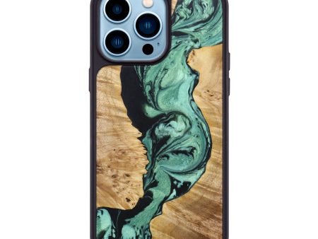 iPhone 14 Pro Max Wood+Resin Phone Case - Ida (Green, 635807) Hot on Sale