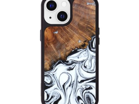 iPhone 13 Wood+Resin Phone Case - Malcolm (Black & White, 636973) For Sale