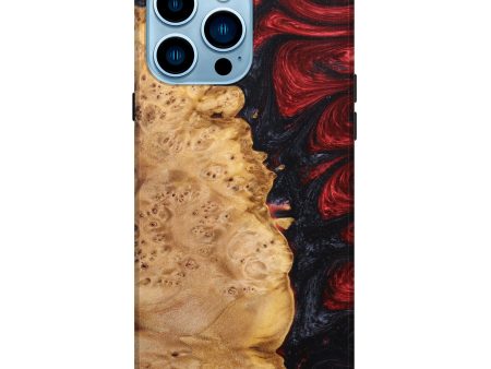 iPhone 14 Pro Max Wood+Resin Live Edge Phone Case - Cheyenne (Red, 635109) For Cheap