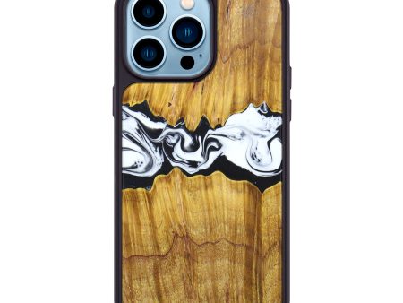 iPhone 14 Pro Max Wood+Resin Phone Case - Titus (Black & White, 636972) on Sale