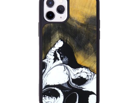 iPhone 11 Pro Wood+Resin Phone Case - Pit (Black & White, 633404) Online Sale