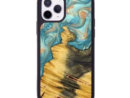 iPhone 11 Pro Wood+Resin Phone Case - Gustavo (Teal & Gold, 636686) Online Sale