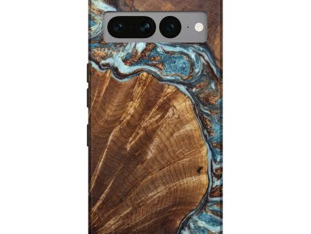 Pixel 7 Pro Wood+Resin Live Edge Phone Case - Tatyana (Teal & Gold, 636831) Sale