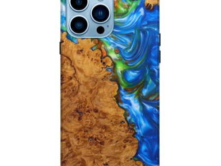 iPhone 14 Pro Max Wood+Resin Live Edge Phone Case - Lou (Blue, 635541) Online Hot Sale