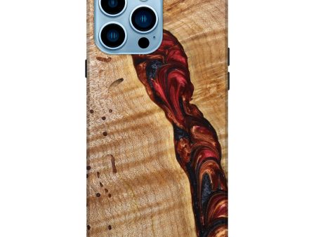 iPhone 14 Pro Max Wood+Resin Live Edge Phone Case - Alayna (Red, 635672) Discount