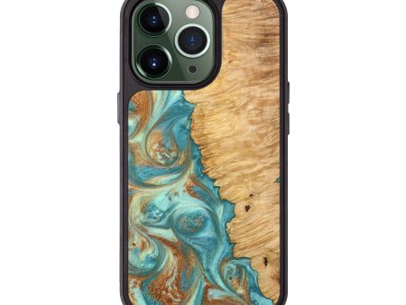 iPhone 13 Pro Wood+Resin Phone Case - Bodhi (Teal & Gold, 636700) Hot on Sale