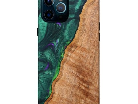 iPhone 12 Pro Max Wood+Resin Live Edge Phone Case - Brynlee (Green, 635533) Fashion