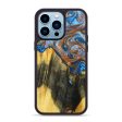 iPhone 14 Pro Max Wood+Resin Phone Case - Jazlyn (Teal & Gold, 635555) For Discount