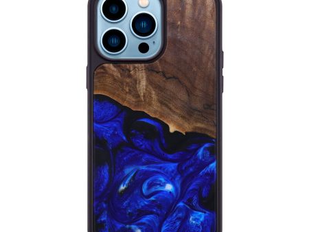 iPhone 14 Pro Max Wood+Resin Phone Case - Terry (Blue, 635605) Discount