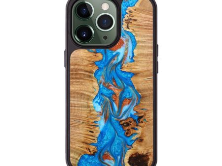 iPhone 13 Pro Wood+Resin Phone Case - Lindsey (Teal & Gold, 635970) Discount