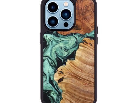 iPhone 14 Pro Wood+Resin Phone Case - Londyn (Green, 635798) on Sale