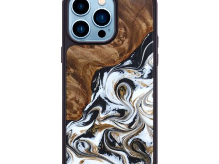 iPhone 14 Pro Max Wood+Resin Phone Case - Aisha (Black & White, 635984) Hot on Sale