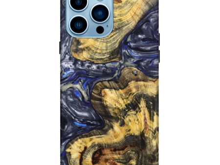 iPhone 14 Pro Max Wood+Resin Live Edge Phone Case - Travis (Blue, 635147) Supply