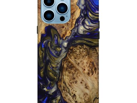 iPhone 14 Pro Max Wood+Resin Live Edge Phone Case - Reed (Blue, 635145) on Sale