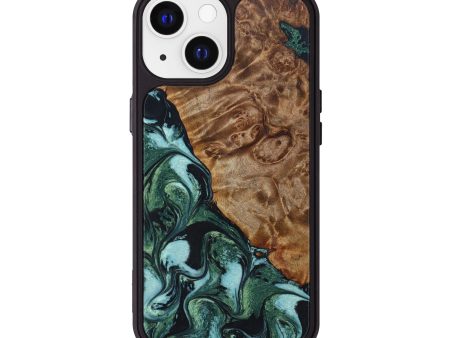 iPhone 13 Wood+Resin Phone Case - Miles (Green, 636610) For Cheap