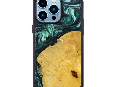 iPhone 14 Pro Max Wood+Resin Phone Case - Adrian (Green, 636575) Supply