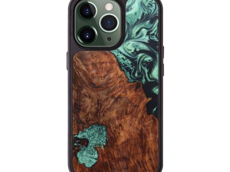 iPhone 13 Pro Wood+Resin Phone Case - Bennie (Green, 637494) Hot on Sale