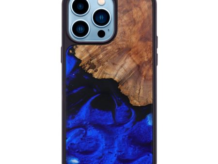 iPhone 14 Pro Max Wood+Resin Phone Case - Celeste (Blue, 635609) Online Sale