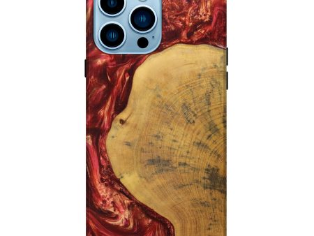 iPhone 14 Pro Max Wood+Resin Live Edge Phone Case - Sullivan (Red, 634882) on Sale