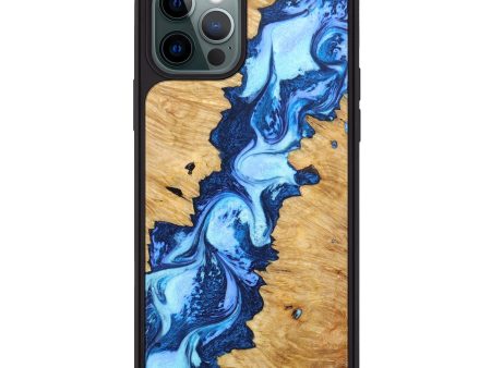 iPhone 12 Pro Wood+Resin Phone Case - Braden (Blue, 636679) For Cheap