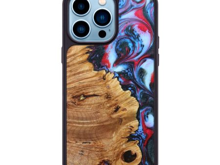 iPhone 14 Pro Max Wood+Resin Phone Case - Braylen (Red, 636744) For Sale