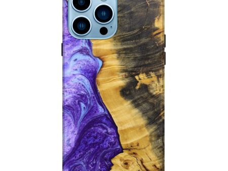 iPhone 14 Pro Max Wood+Resin Live Edge Phone Case - Conor (Purple, 635122) For Discount