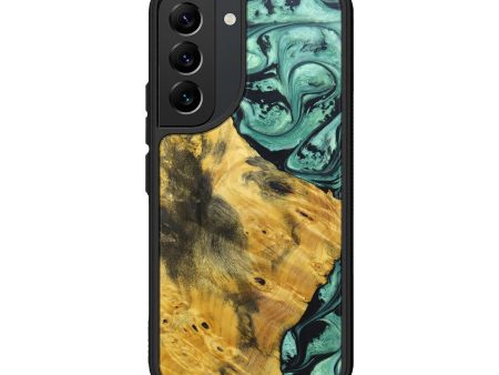 Galaxy S22 Wood+Resin Phone Case - Issac (Green, 637462) For Discount