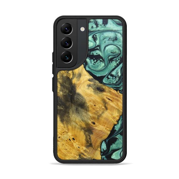 Galaxy S22 Wood+Resin Phone Case - Issac (Green, 637462) For Discount