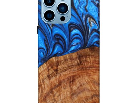 iPhone 14 Pro Max Wood+Resin Live Edge Phone Case - Guadalupe (Blue, 635542) Online Sale