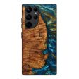 Galaxy S22 Ultra Wood+Resin Live Edge Phone Case - Glenda (Teal & Gold, 635963) Online now