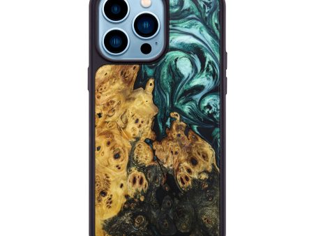 iPhone 14 Pro Max Wood+Resin Phone Case - Caitlyn (Green, 636569) Cheap