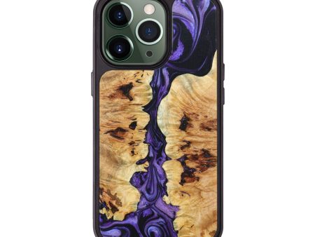 iPhone 13 Pro Wood+Resin Phone Case - Pat (Purple, 636954) For Sale