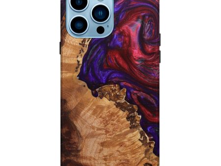 iPhone 14 Pro Max Wood+Resin Live Edge Phone Case - Carissa (Red, 634883) Sale