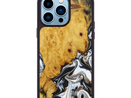 iPhone 14 Pro Max Wood+Resin Phone Case - Christa (Black & White, 635987) Online Sale