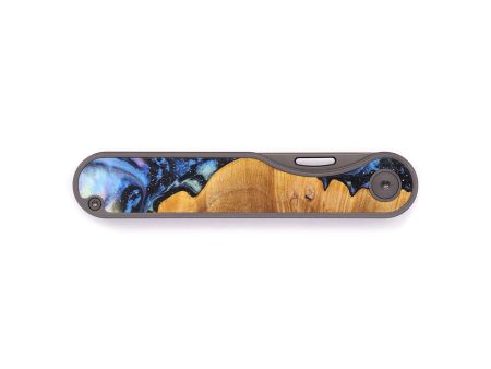 Minimalist Wood+Resin Pocket Knife - Joanne (Blue, 637071) Supply