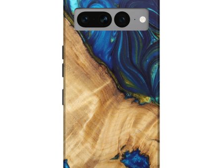 Pixel 7 Pro Wood+Resin Live Edge Phone Case - Sharon (Teal & Gold, 637038) Online Hot Sale