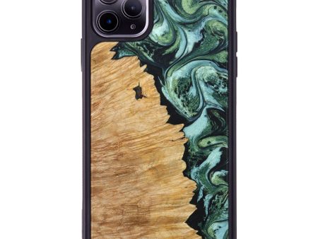 iPhone 11 Pro Max Wood+Resin Phone Case - Chelsie (Green, 636614) Online