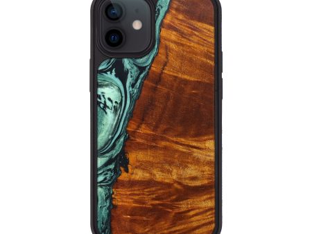 iPhone 12 mini Wood+Resin Phone Case - William (Green, 635805) Fashion