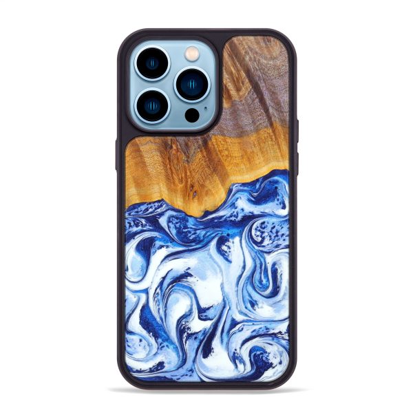 iPhone 14 Pro Max Wood+Resin Phone Case - Chelsey (Blue, 637011) Online Hot Sale