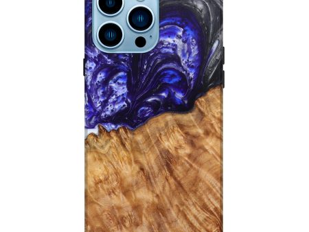 iPhone 14 Pro Max Wood+Resin Live Edge Phone Case - Tiffy (Purple, 633297) For Sale