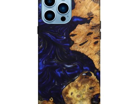 iPhone 14 Pro Max Wood+Resin Live Edge Phone Case - Sait (Blue, 633812) Cheap