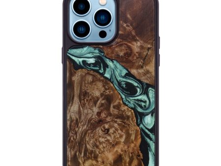 iPhone 14 Pro Max Wood+Resin Phone Case - Aurelia (Green, 632573) Supply