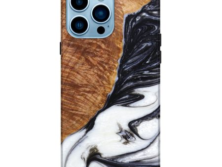 iPhone 14 Pro Max Wood+Resin Live Edge Phone Case - Elian (Black & White, 633073) Hot on Sale