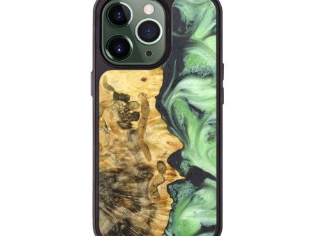 iPhone 13 Pro Wood+Resin Phone Case - Nydia (Green, 633386) Fashion