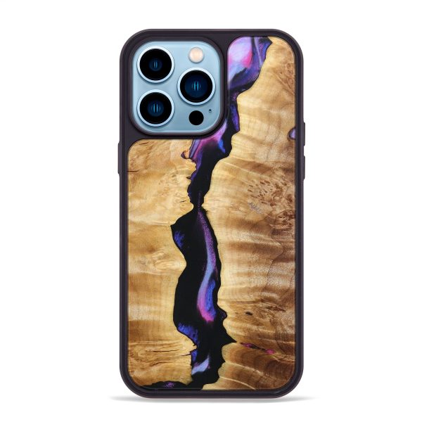 iPhone 14 Pro Max Wood+Resin Phone Case - Bianca (Purple, 633795) For Discount