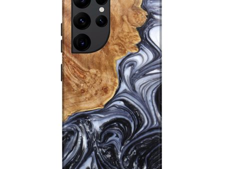 Galaxy S22 Ultra Wood+Resin Live Edge Phone Case - Regan (Black & White, 633084) Online Sale