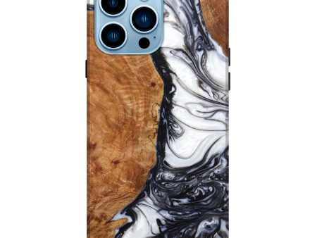 iPhone 14 Pro Max Wood+Resin Live Edge Phone Case - Ida (Black & White, 633082) Online now