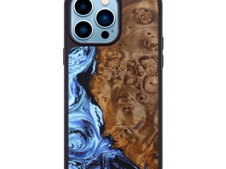 iPhone 14 Pro Max Wood+Resin Phone Case - Veena (Blue, 633534) Discount