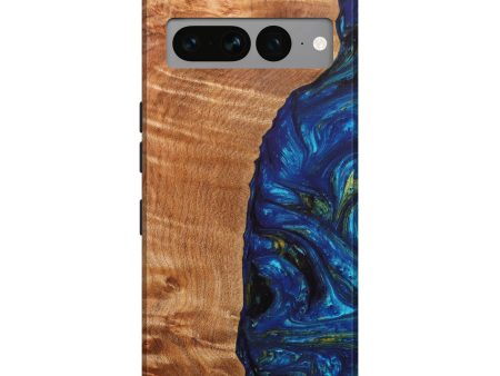 Pixel 7 Pro Wood+Resin Live Edge Phone Case - Zonnya (Teal & Gold, 633126) Sale